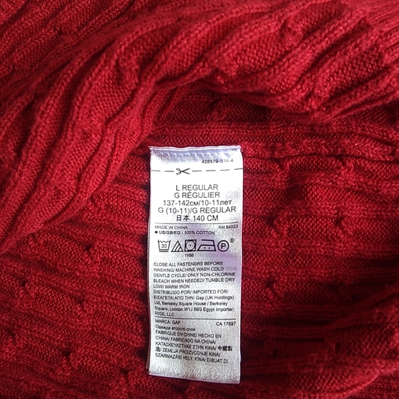 Girls GAP Red Cable Knit Buttoned Cotton Cardigan size 10 - Picture 4 of 5